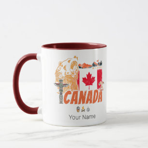 Kanada Vintage Flagge und Grizzlybären Urlaub Tasse