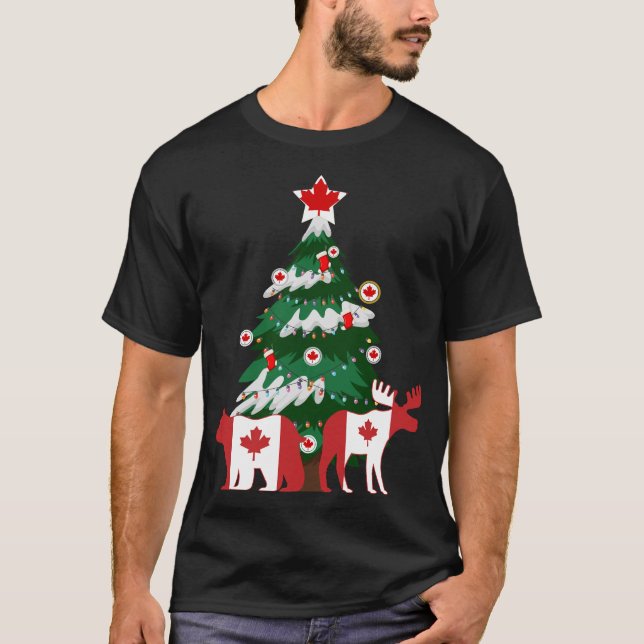 Kanada Weihnachtsbaum Kanadischer Ugly Weihnachtss T-Shirt (Vorderseite)
