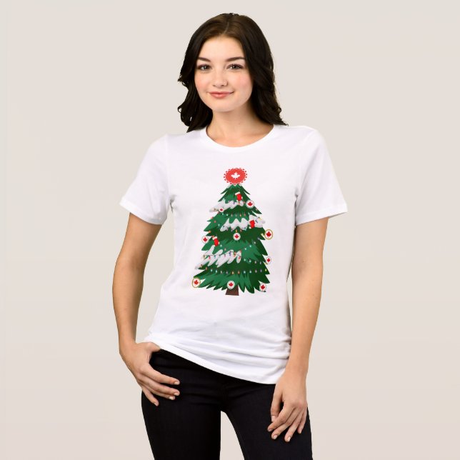 Kanada Weihnachtsbaum Kanadischer Ugly Weihnachtss Tri-Blend Shirt (Vorderseite voll)