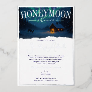 Kanada Winter Lights Blue Honeymoon Paare Dusche Folieneinladung