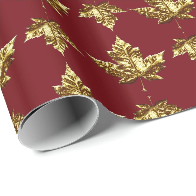 Kanada Wrapping Paper Gold Canada Souvenir Paper Geschenkpapier (Rolleneckpunkt)