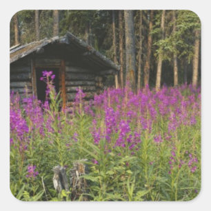 Kanada, Yukon, Gebiet Ross River, Verlassene Hütte Quadratischer Aufkleber