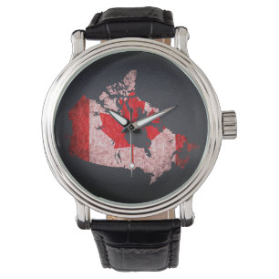 Kanadaflagge und -karte armbanduhr