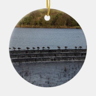 Kanadagänse alle in einer Reihe Keramikornament