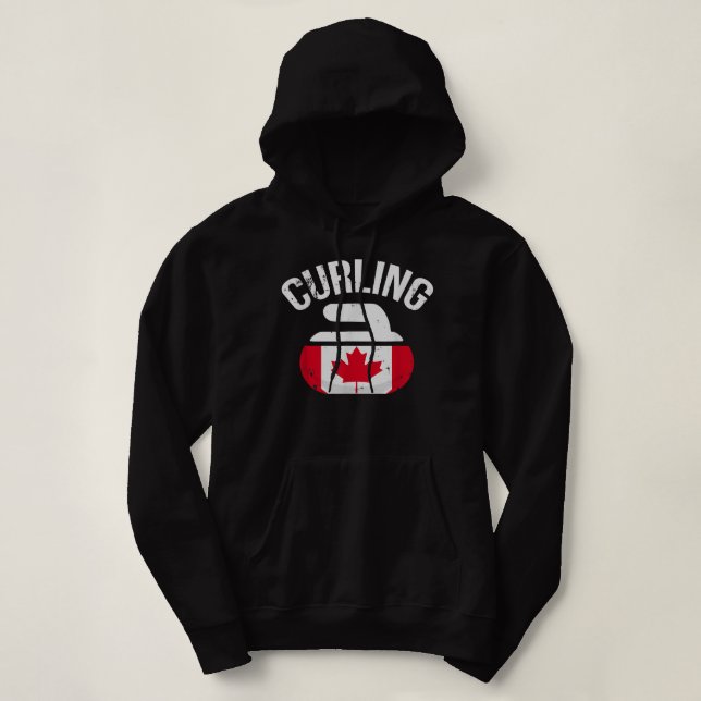 Kanadas, Rot-Weiß und Ahornflagge, Curling Stone Hoodie (Design vorne)