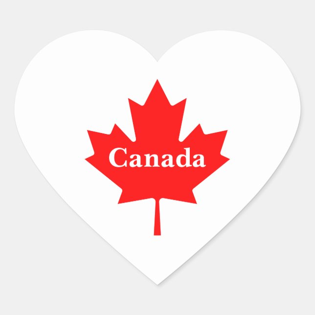 Kanadas rotes Ahornblatt mit anpassbarem Text Herz-Aufkleber (Vorderseite)