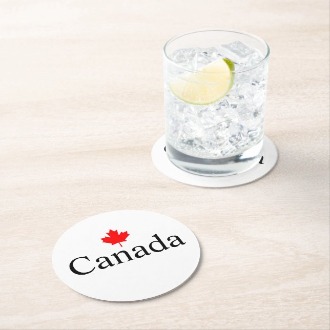 Kanadas Sondertext mit dem minimalistischen Rotapf Runder Pappuntersetzer (Vor Ort)