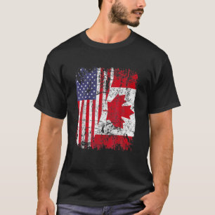 KANADIAN ROOTS Halbe amerikanische Flagge KANADA T-Shirt