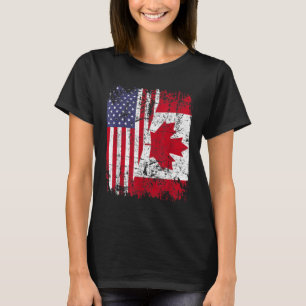KANADIAN ROOTS Halbe amerikanische Flagge KANADA T-Shirt