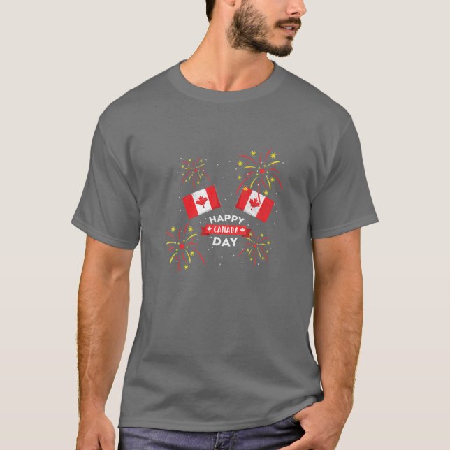 Kanadier Freedom Happy Canada Day Kanadische Flagg T-Shirt (Vorderseite)