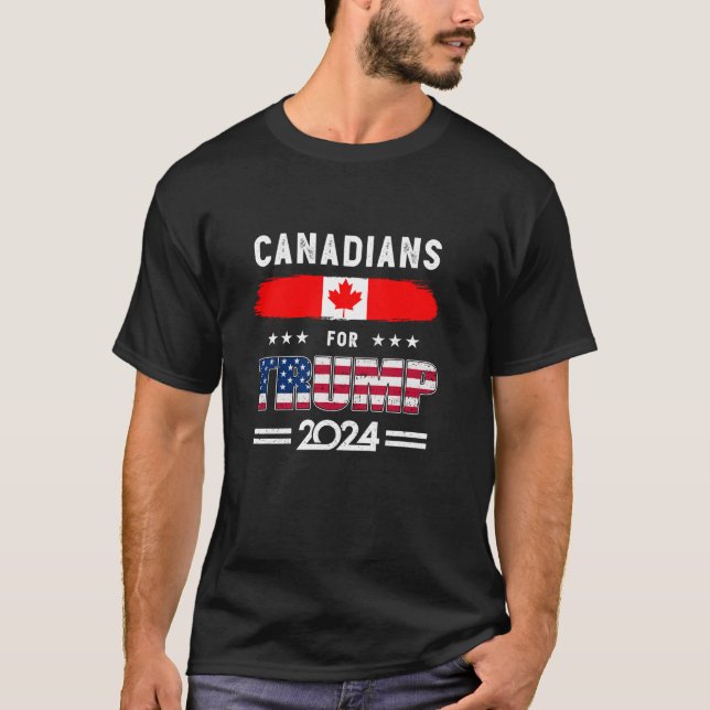 Kanadier für Trump 2024 Kanada Flag Patriotic Sup T-Shirt (Vorderseite)