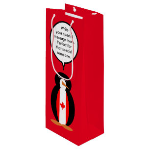 Kanadisch sprechende Ms Penguin Personalisiert Geschenktüte Für Weinflaschen