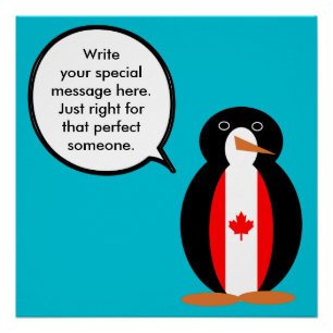 Kanadisch sprechende Ms Penguin Personalisiert Poster