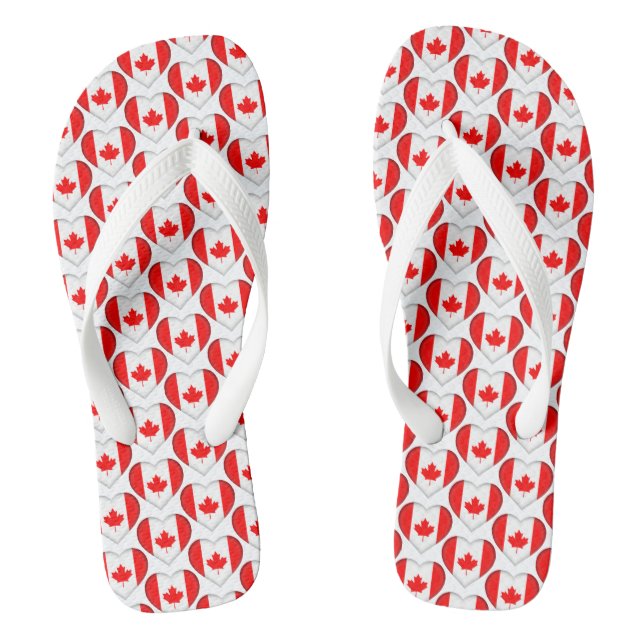 kanadische Ahornleaf-Flag Herz Muster pattern Patr Flip Flops (Fußbett)