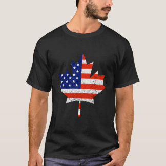 kanadische Amerikanisch-Fahne-Ahornleaf-Geschenk f T-Shirt