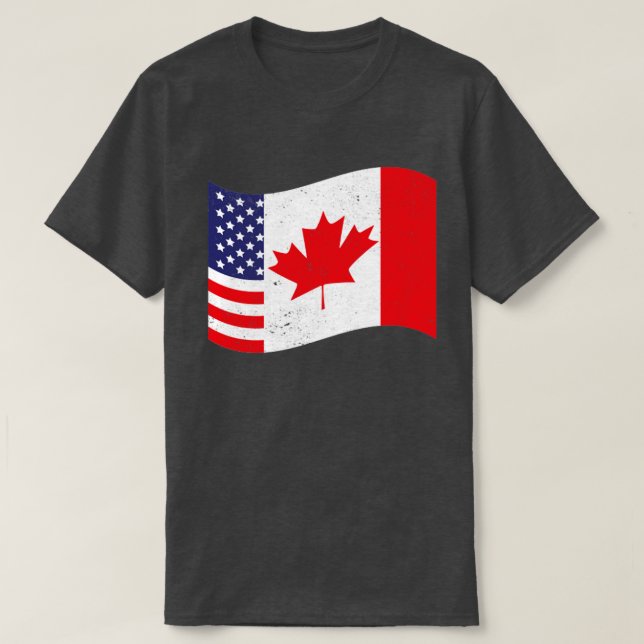 Kanadische amerikanische Flagge US-Ahornfahne Kana T-Shirt (Design vorne)