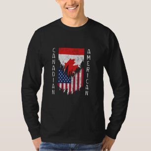 Kanadische amerikanische Flaggen getripptes Torn K T-Shirt