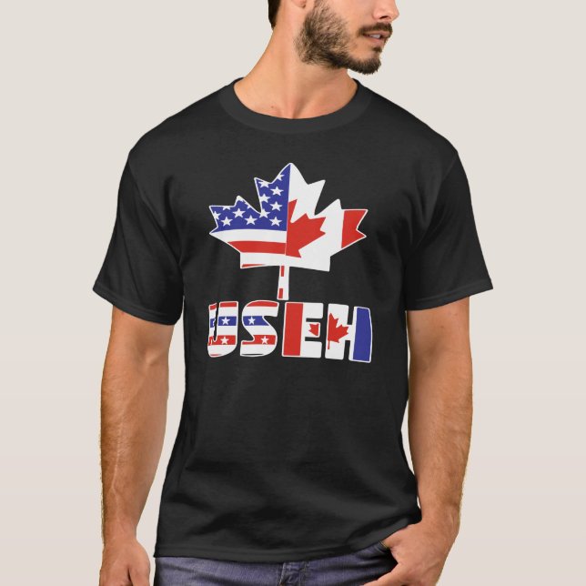 Kanadische amerikanische USEH Kanada USA Flagge Un T-Shirt (Vorderseite)