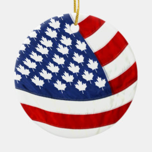 Kanadische/Amerikanische Waving Flag Keramik Ornament