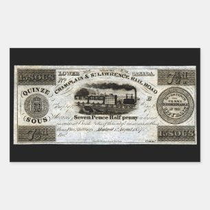 Kanadische Eisenbahnwährung von 1837 Rechteckiger Aufkleber