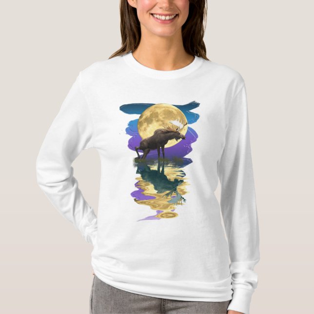 Kanadische Elche und Mond T-Shirt (Vorderseite)