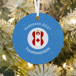Kanadische Engel Chanukka-Flagge Personalisiert Ornament Aus Metall