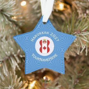 Kanadische Engels-Hanukkah-Flagge Personalisiert Ornament