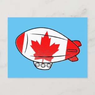 Kanadische Flagge Blimp Ballon in Blue Sky Custom Postkarte