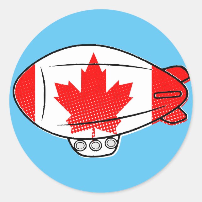 Kanadische Flagge Blimp Ballon in Blue Sky Custom Runder Aufkleber (Vorderseite)