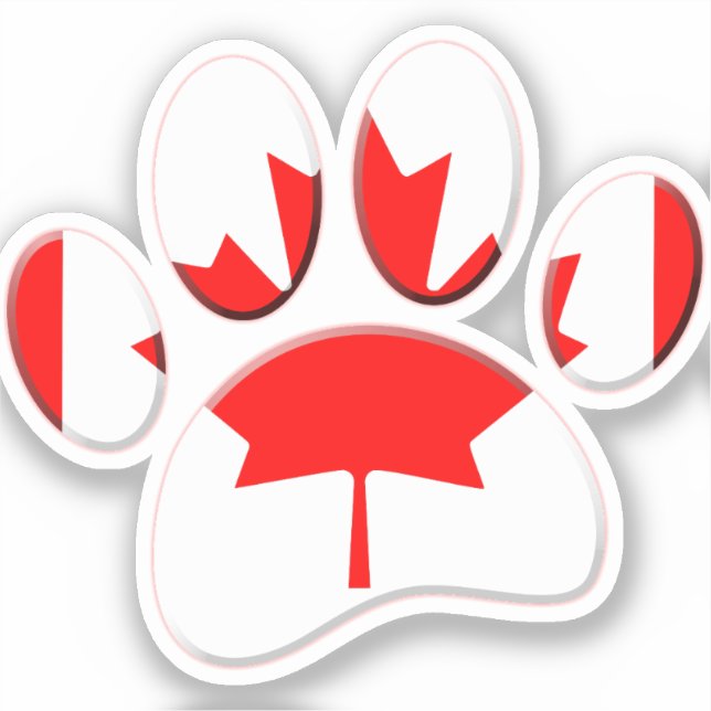 Kanadische Flagge Dog Paw Print Aufkleber (Vorderseite)