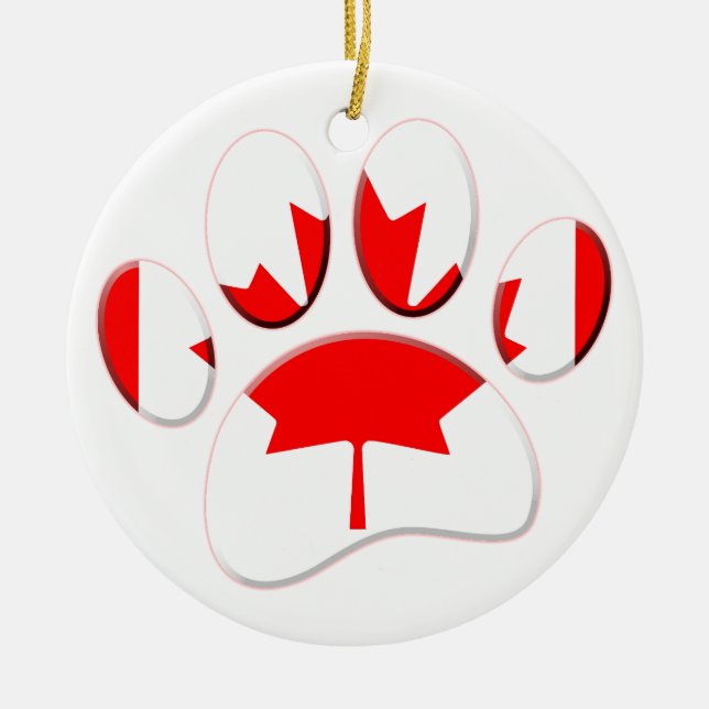 Kanadische Flagge Dog Paw Print Keramik Ornament (Vorne)