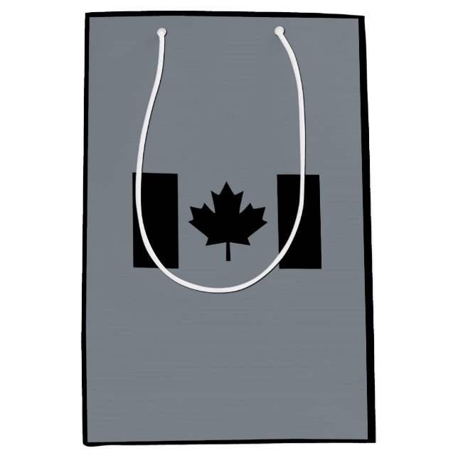 Kanadische Flagge in Schwarz Mittlere Geschenktüte (Vorderseite)
