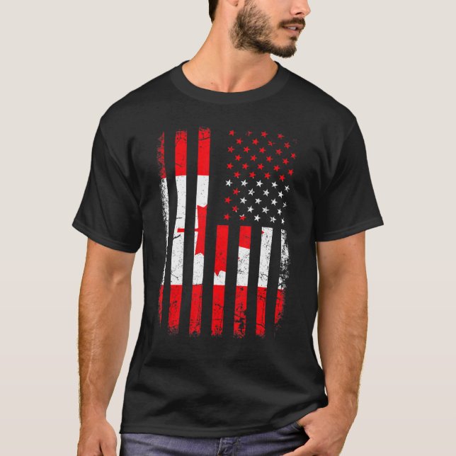 Kanadische Flagge Kanadische Roots Kanada Amerika T-Shirt (Vorderseite)