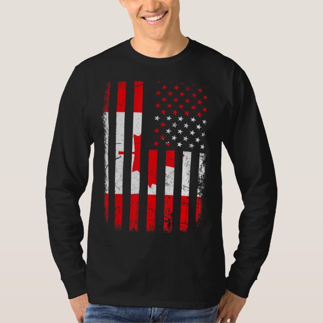 Kanadische Flagge Kanadische Roots Kanada Amerika T-Shirt (Vorderseite)