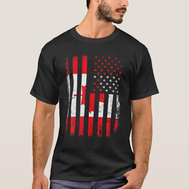 Kanadische Flagge Kanadische Roots Kanada Amerika T-Shirt (Vorderseite)