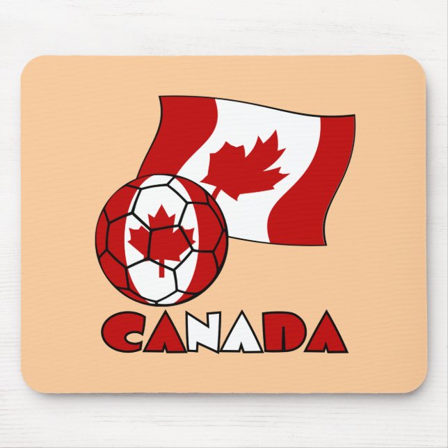 Kanadische Flagge mit Fußballball Mousepad (Vorne)