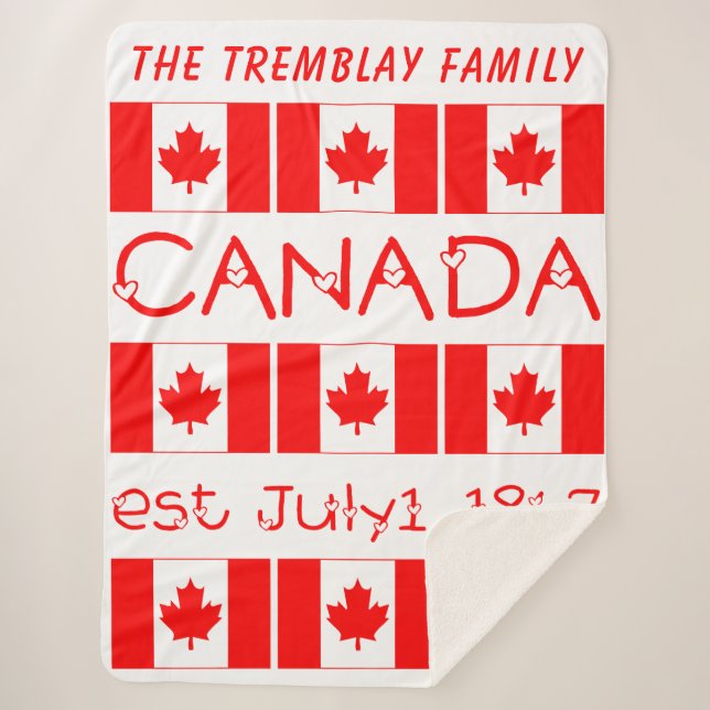 Kanadische Flagge mit Red Maple Leaf Muster Sherpadecke (Vorderseite)
