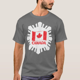 Kanadische Flagge mit weißer Schneeflocke T-Shirt