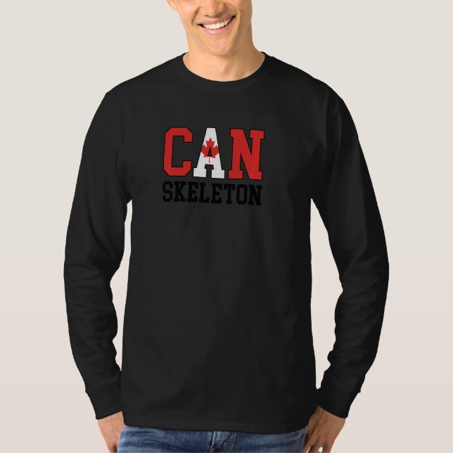 kanadische Flagge Musher Canadian Can Skeleton Pul T-Shirt (Vorderseite)
