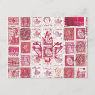 Kanadische Flagge Postcard - Briefmarke Collage! Postkarte