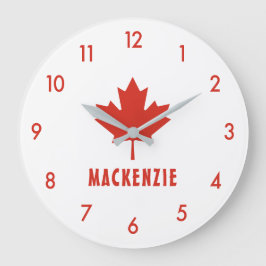 Kanadische Flagge Red Maple Leaf Kanada Tag Name T Große Wanduhr