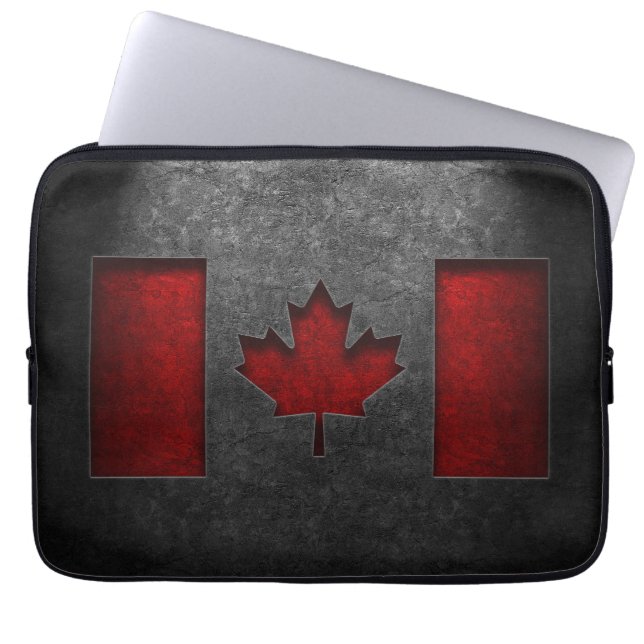 Kanadische Flagge Stone Textur Laptopschutzhülle (Vorderseite)