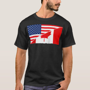 Kanadische Flagge und US-Flaggenroots Kanadische H T-Shirt