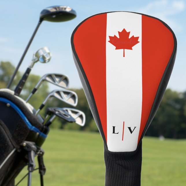 kanadische Flaggeninitiativen für Red & White Cana Golf Headcover (canada canadian flag maple leaf monogram initials golf head cover)