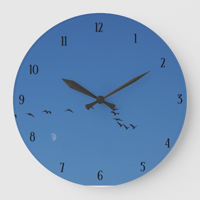 Kanadische Gänse im Flug Große Wanduhr (Vorderseite)