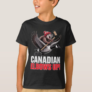 Kanadische Hockey-Ellenbogen hoch Retro lustig Kan T-Shirt