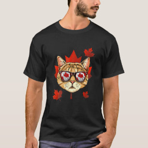 Kanadische Katze Ahorn Ree Blatt Kanada Flagge Kät T-Shirt