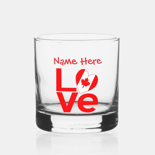 Kanadische LIEBE Rot Personalisiert Whiskyglas (Vorderseite)