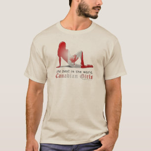 Kanadische Mädchen-Silhouette-Flagge T-Shirt