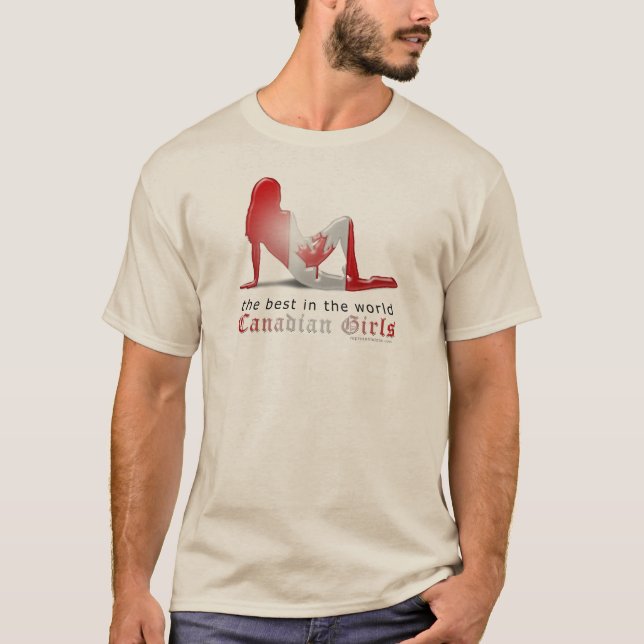 Kanadische Mädchen-Silhouette-Flagge T-Shirt (Vorderseite)